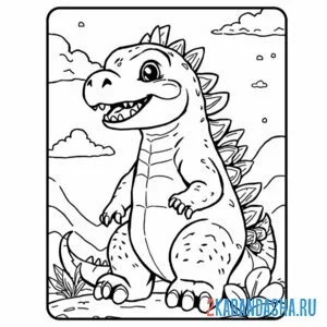 Раскраска годзилла малыш