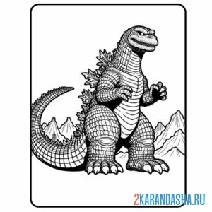 Раскраска годзилла во весь рост