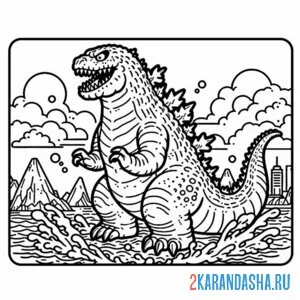 Раскраска годзилла большой
