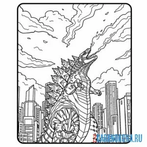 Раскраска годзилла уничтожитель
