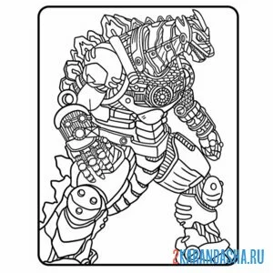 Раскраска годзилла робот