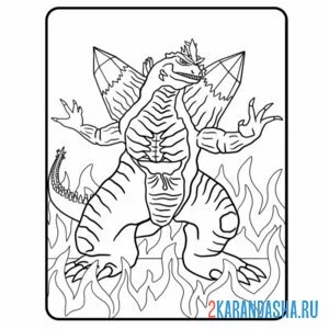 Раскраска годзилла иллюстрация