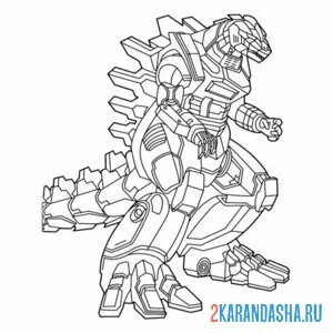 Раскраска годзилла как робот