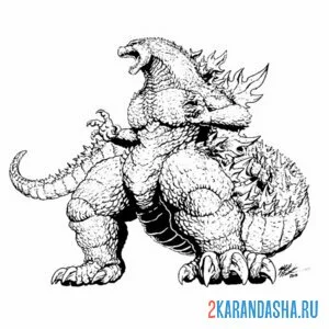 Раскраска годзилла гигант
