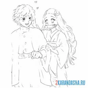 Раскраска клинок, рассекающий демонов незуко