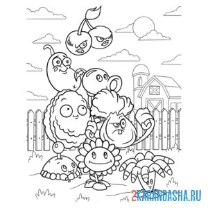 Раскраска зомби против растений 2 фрукты и овощи