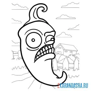 Раскраска зомби против растений перец