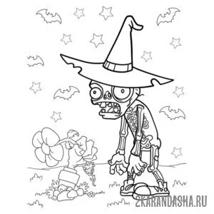 Раскраска зомби против растений хэллоуин