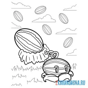 Раскраска зомби против растений арбуз