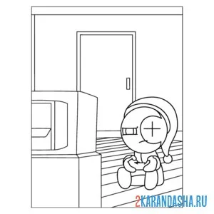 Раскраска астро смотрит тв мир денди