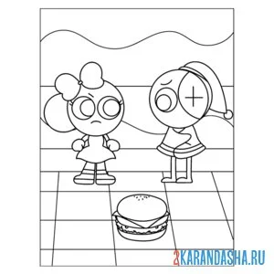Раскраска бургер в мир денди