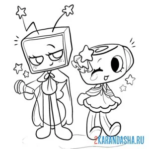 Раскраска два персонажа мир денди