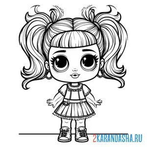 Раскраска грустная малышка лол