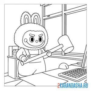 Раскраска лабубу и молоток