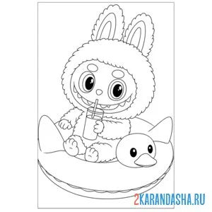 Раскраска лабубу уточка круг