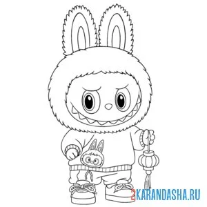 Раскраска лабубу в спортивном костюме