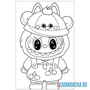 Раскраска лабубу зубастик