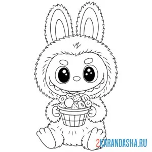 Раскраска лабубу и корзинка вкусняшек