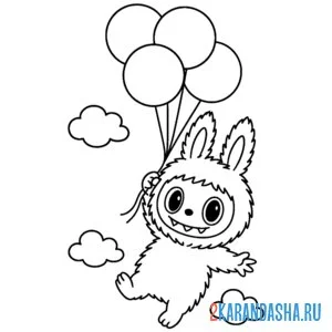 Раскраска лабубу и шары