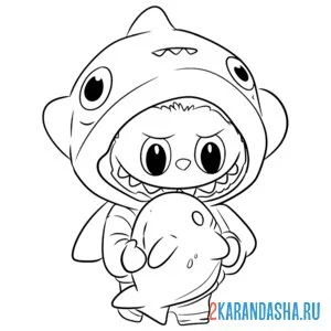 Раскраска лабубу в костюме леона