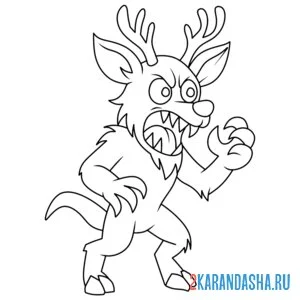 Раскраска 99 ночей в лесу олень