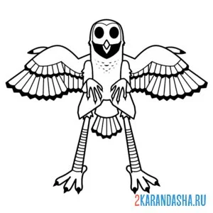 Раскраска 99 ночей в лесу совушка