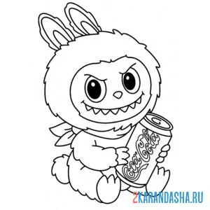 Раскраска лабабу пьет колу