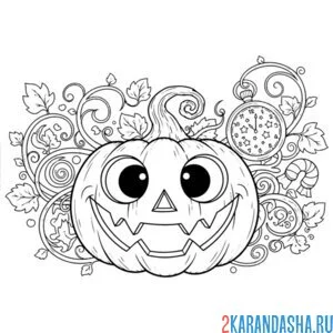 Раскраска тыква улыбается на хэллоуин