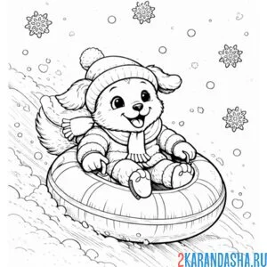 Раскраска собачка на ватрушке