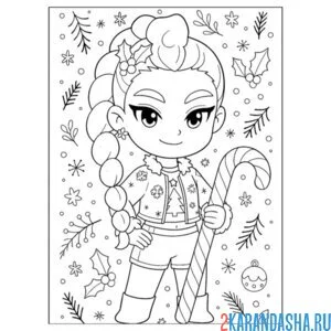 Раскраска новогодня руми хантрикс