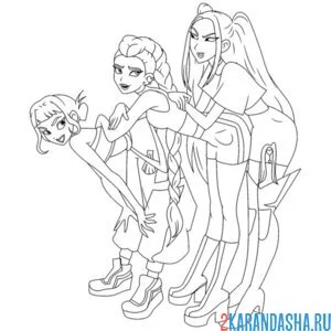 Раскраска зои, мира и руми подруги