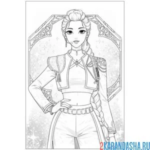Раскраска руми кей-поп-охотницы на демонов хантрикс