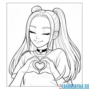 Раскраска мира сердце кей-поп-охотницы на демонов хантрикс