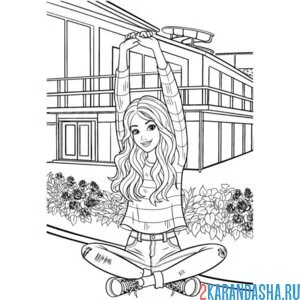 Раскраска красивая кукла барби распущенные волосы