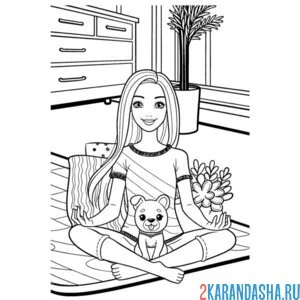 Раскраска кукла барби и собачка