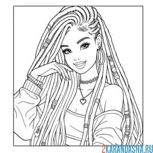 Раскраска милая девушка с дредами