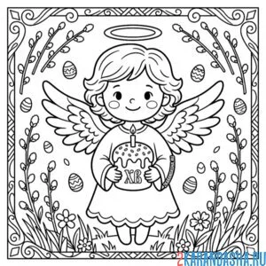 Раскраска пасхальный ангел