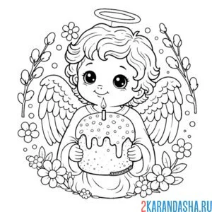 Раскраска ангелок пасхальный