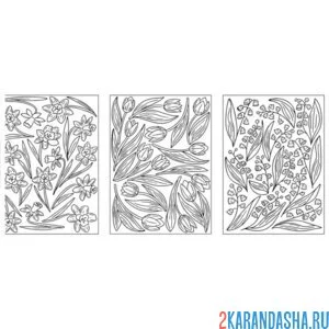 Раскраска ландыши и тюльпаны