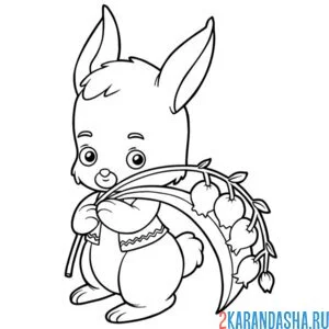 Раскраска мальчик зайчик с ландышами