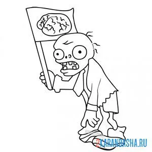 Раскраска зомби с флагом