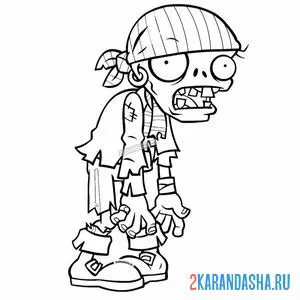 Раскраска зомби пират, пиратские моря