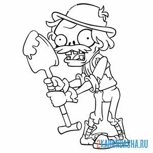 Раскраска зомби землекоп