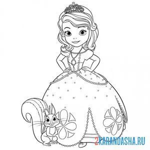 Раскраска вместе с другом: бельчонок орешек