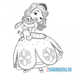 Раскраска обнимается с кроликом клевером