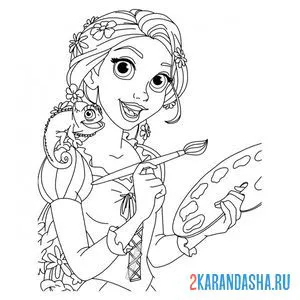 Раскраска рисует вместе с хамелеоном