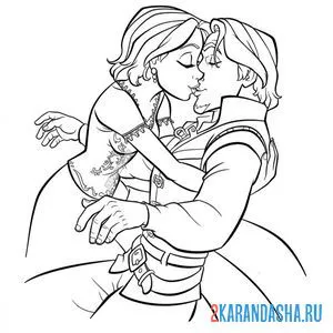 Раскраска с короткими волосами целует флина