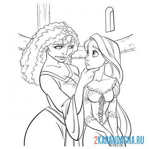 Раскраска матушка готель и красивая принцесса