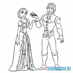 Раскраска принцесса с короткими волосами и флин