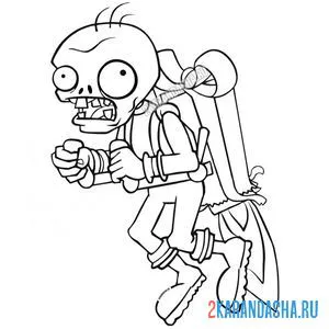 Раскраска летающий зомби футболист с подарком, часть 2